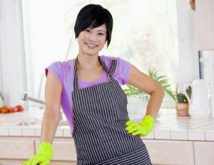 Woman Wearing Rubber Gloves